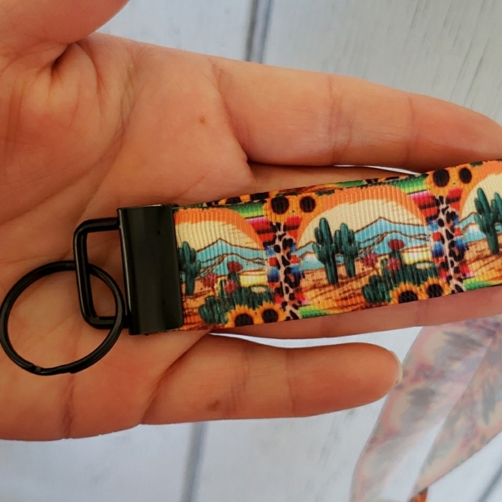 Wild West Key Lanyard Sunflower Cactus Mountain Leopard Sarape Zarape Serape - Picture 9 of 9